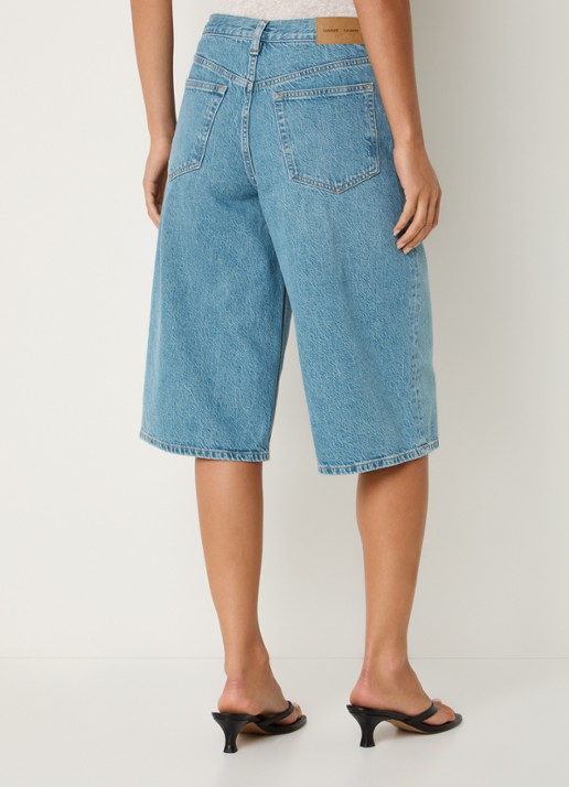 SAMSØE SAMSØE Satessa high waist straight fit korte broek van denim met medium wassing - achterkant 3 indigo