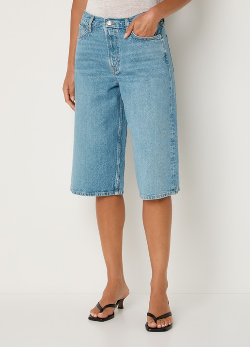 SAMSØE SAMSØE Satessa high waist straight fit korte broek van denim met medium wassing - detail 4 indigo