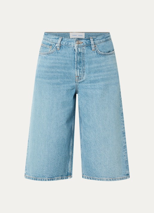 SAMSØE SAMSØE Satessa high waist straight fit korte broek van denim met medium wassing - voorkant indigo