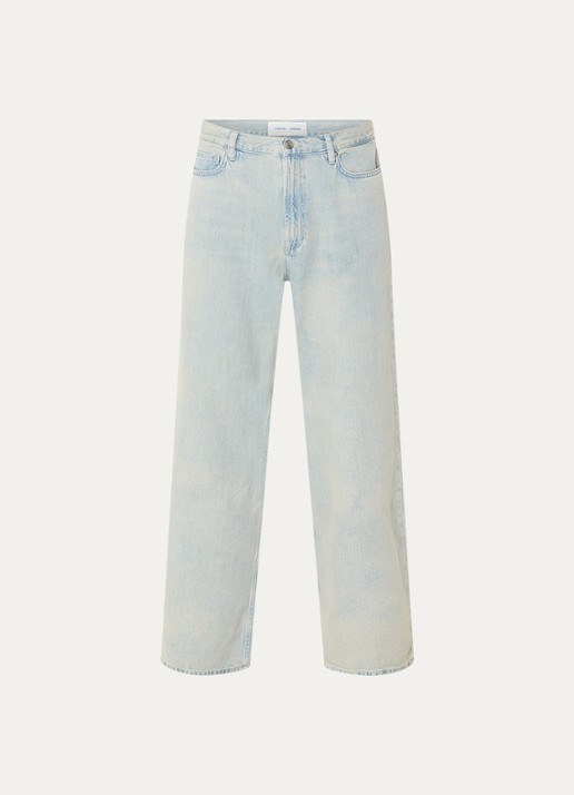 SAMSØE SAMSØE Satimothy wide leg jeans met lichte wassing - voorkant 2 indigo