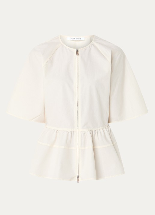 SAMSØE SAMSØE Satoman blouse in linnenblend - voorkant 2 gebroken wit