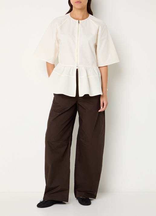 SAMSØE SAMSØE Satoman blouse in linnenblend - voorkant 3 gebroken wit