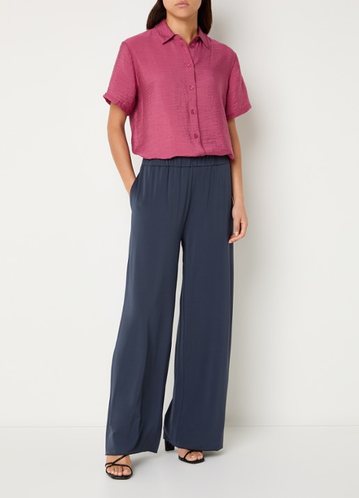 SAMSØE SAMSØE Saumi high waist loose fit broek met steekzakken - voorkant 3 donkerblauw