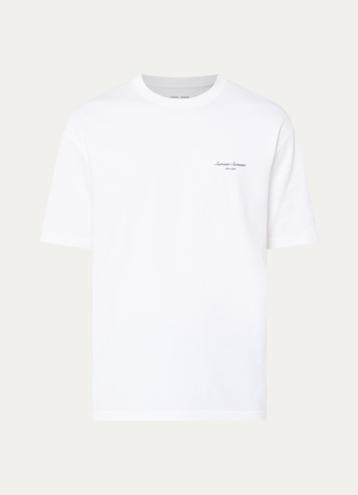 SAMSØE SAMSØE Sauni T-shirt met logo- en backprint - voorkant wit