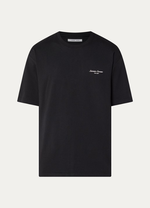 SAMSØE SAMSØE Sauni T-shirt met logo- en backprint - voorkant 3 zwart