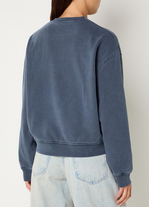 SAMSØE SAMSØE Savan sweater met logoprint - achterkant indigo