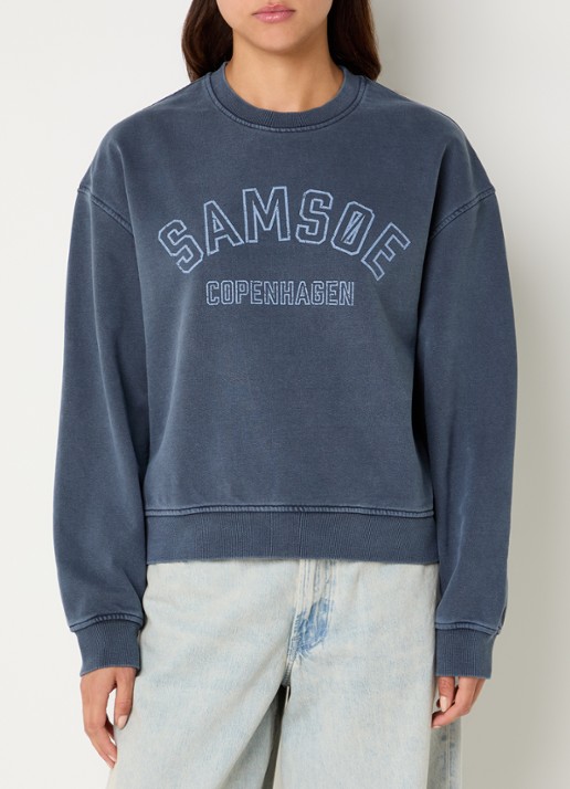 SAMSØE SAMSØE Savan sweater met logoprint - detail 2 indigo