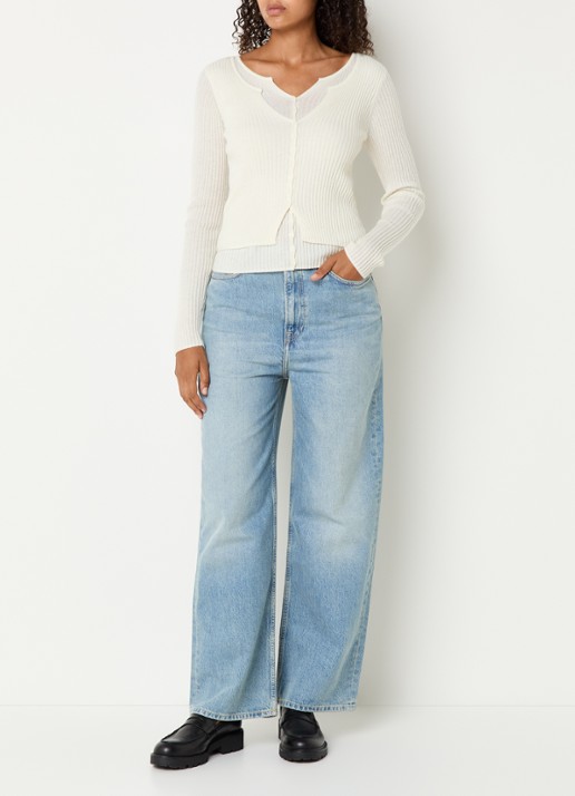 SAMSØE SAMSØE Shelly high waist wide leg jeans met steekzakken - voorkant 3 jeans
