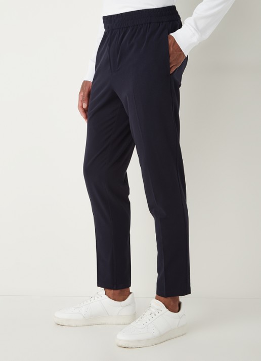 SAMSØE SAMSØE Smithy tapered fit cropped pantalon met persplooi - detail 5 donkerblauw