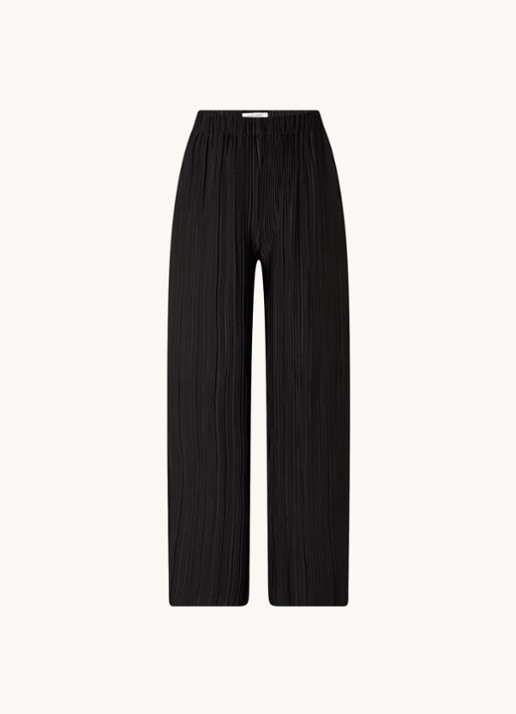 SAMSØE SAMSØE Uma high waist loose fit cropped pantalon met plissé - voorkant 3 zwart
