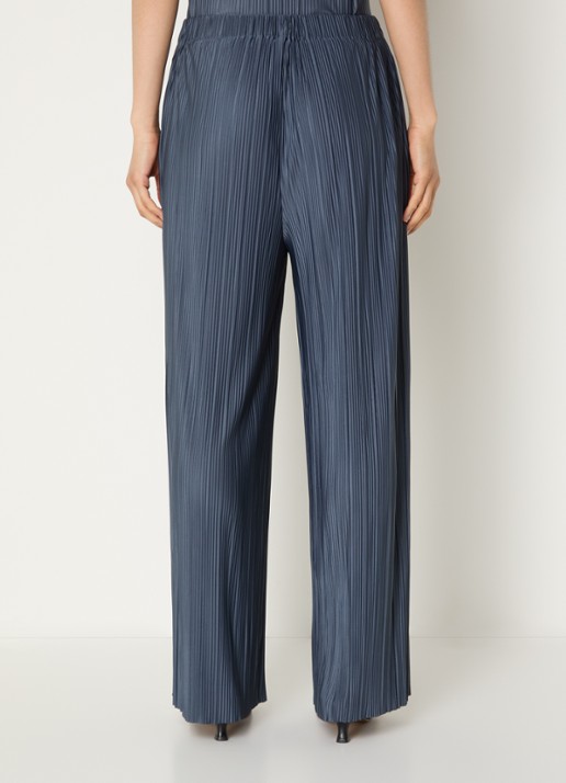 SAMSØE SAMSØE Uma high waist straight fit broek met steekzakken  - achterkant blauwgrijs
