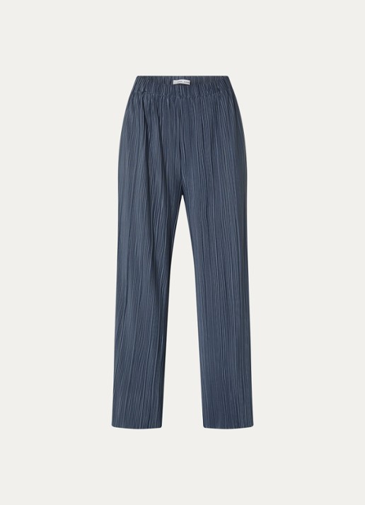 SAMSØE SAMSØE Uma high waist straight fit broek met steekzakken  - voorkant 3 blauwgrijs