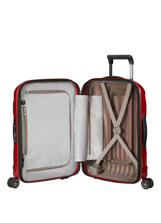 Samsonite C-Lite uitbreidbare spinner met USB-poort 55 cm - voorkant 5 steenrood