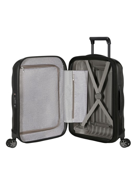 Samsonite C-Lite vergrootbare spinner 55 cm - achterkant 3 zwart