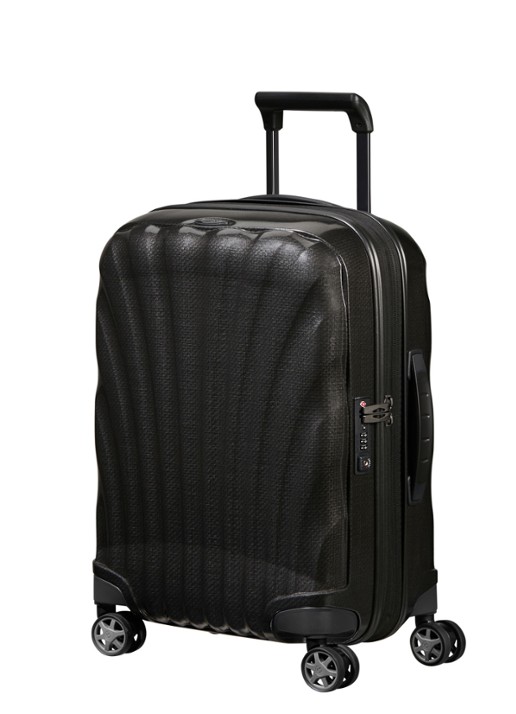 Samsonite C-Lite vergrootbare spinner 55 cm - voorkant 2 zwart