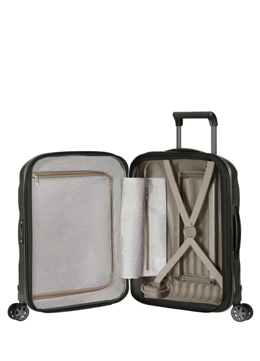 Samsonite C-Lite vergrootbare spinner 55 cm - achterkant legergroen