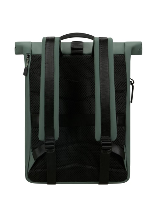 Samsonite Coatify Biz Rolltop rugzak met 14.1 inch laptopvak - achterkant olijfgroen