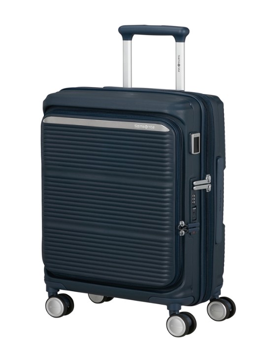 Samsonite Paralux vergrootbare spinner 55 cm - voorkant 3 donkerblauw