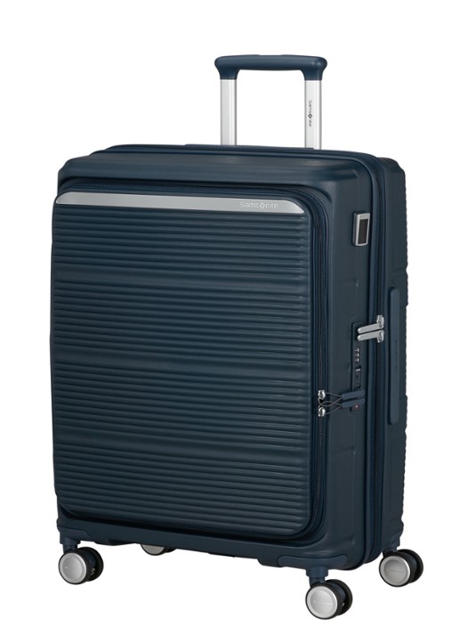 Samsonite Paralux vergrootbare spinner 67 cm - voorkant 2 donkerblauw