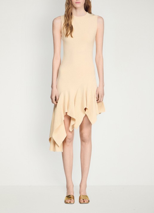 Sandro  Asymmetrische gedrapeerde midi-jurk - detail 2 vanilla / geel