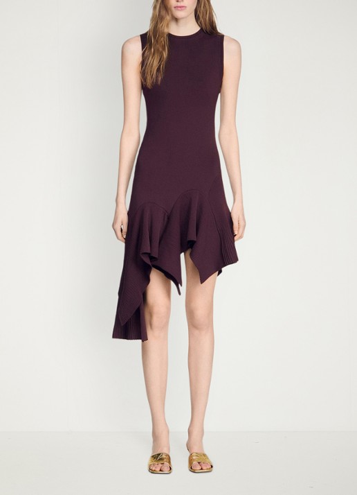Sandro  Asymmetrische gedrapeerde midi-jurk - detail 2 bruin