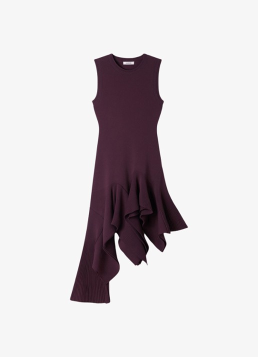 Sandro  Asymmetrische gedrapeerde midi-jurk - voorkant 6 bruin