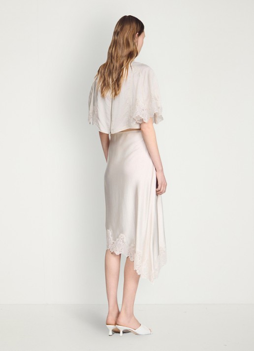 Sandro  Asymmetrische rok met details van kant - achterkant 2 ecru / wit