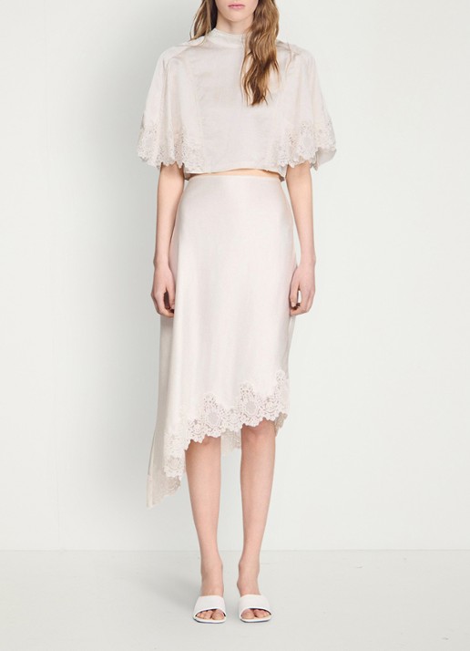 Sandro  Asymmetrische rok met details van kant - detail 5 ecru / wit