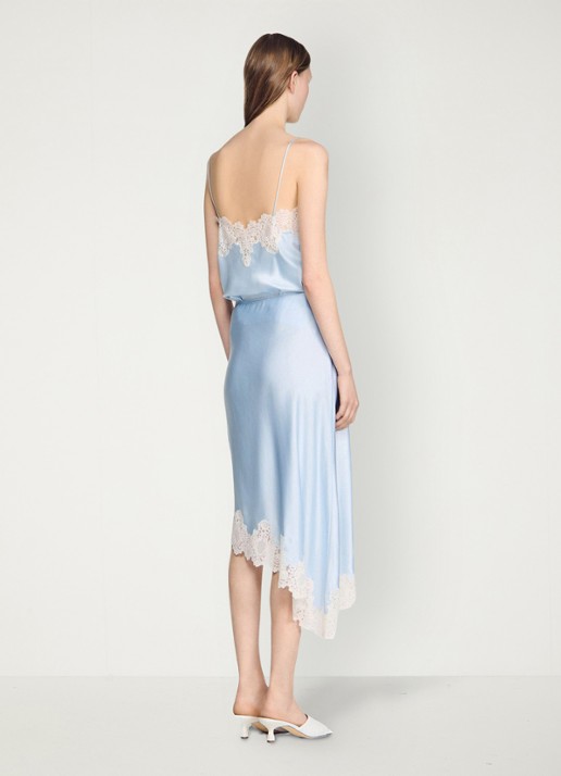 Sandro  Asymmetrische rok met details van kant - achterkant 6 blauw / ecru