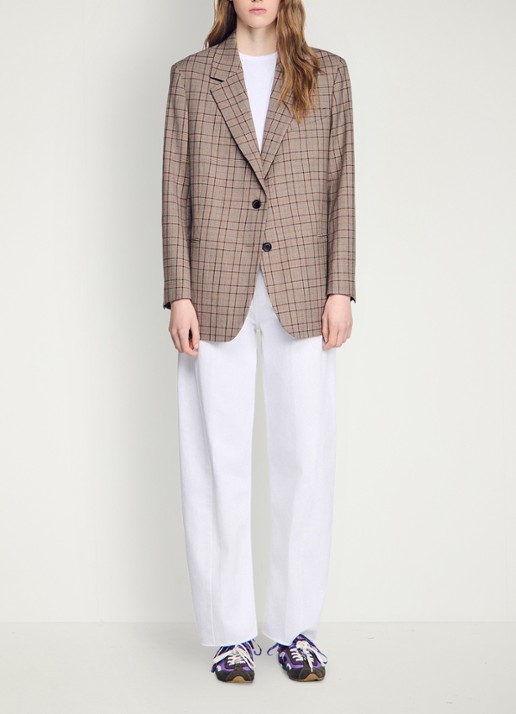 Sandro Blazer in wolblend met ruitdessin  - detail 6 bruin