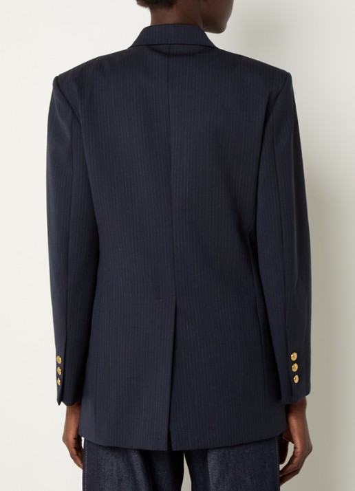 Sandro Blazer in wolblend met schoudervulling en streepprint - achterkant 4 donkerblauw