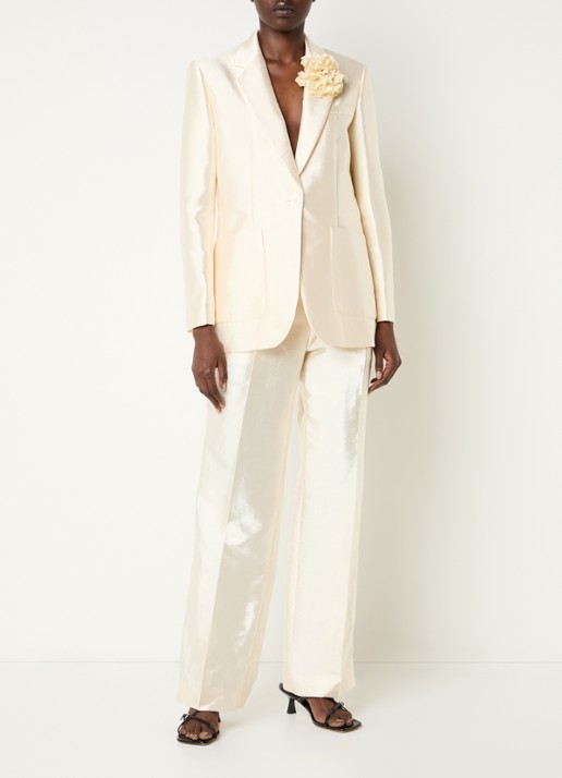 Sandro Blazer met glanzende finish en applicatie - voorkant 3 ivoor