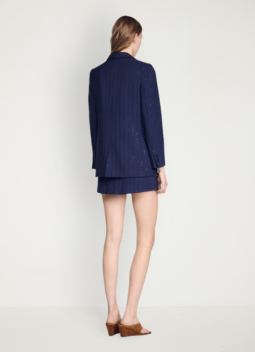 Sandro Blazer met klepzakken en pailletten - achterkant 6 dark navy / blauw
