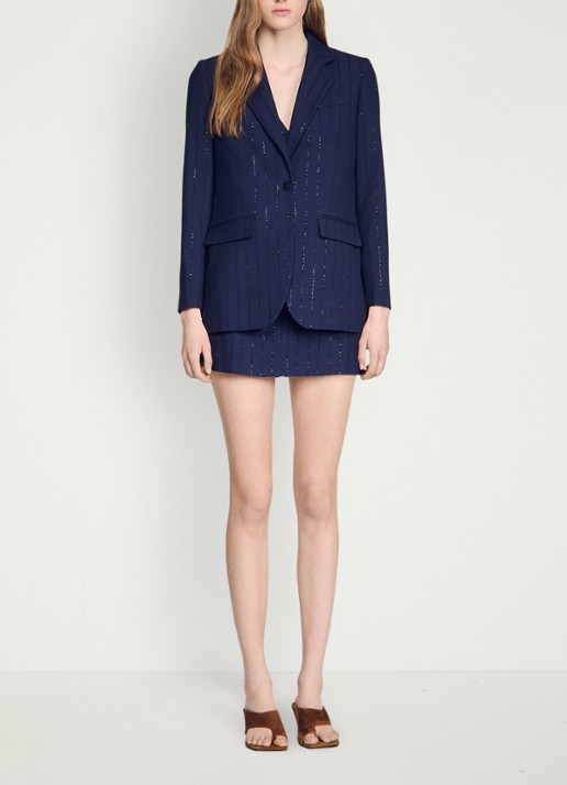 Sandro Blazer met klepzakken en pailletten - detail 3 dark navy / blauw