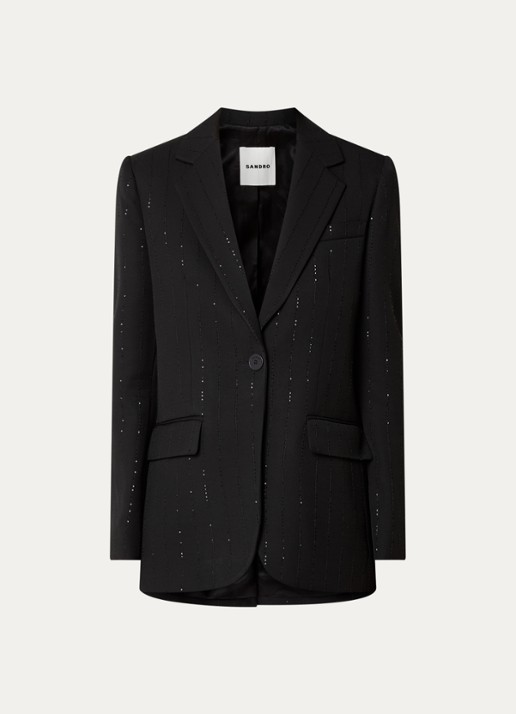 Sandro Blazer met pailletten en klepzakken - voorkant 2 zwart