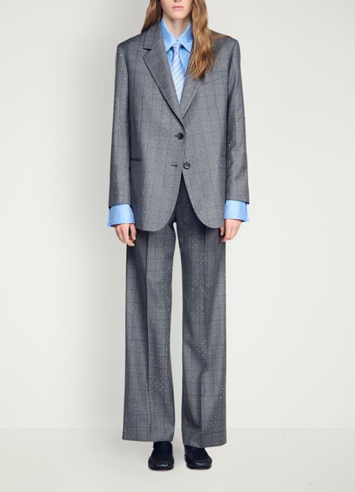 Sandro Blazer met ruit dessin - detail 4 dark grey / grijs