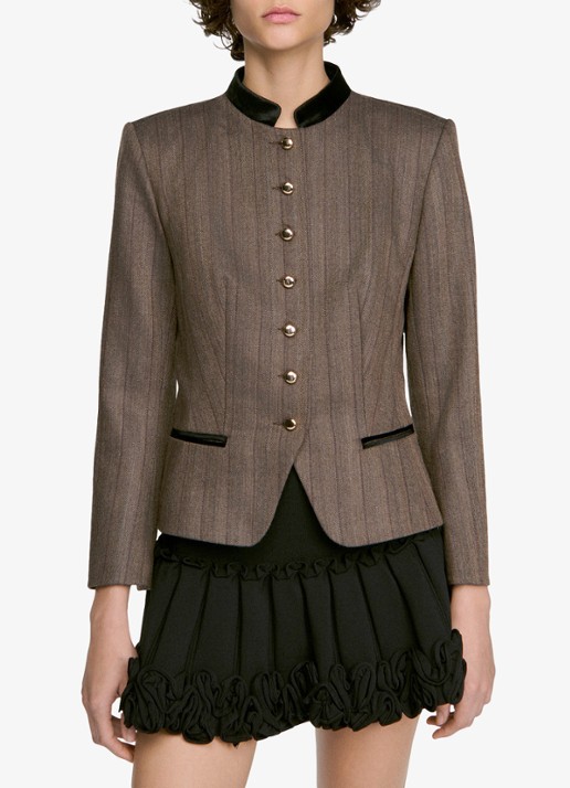 Sandro Blazer met streepprint in wolblend