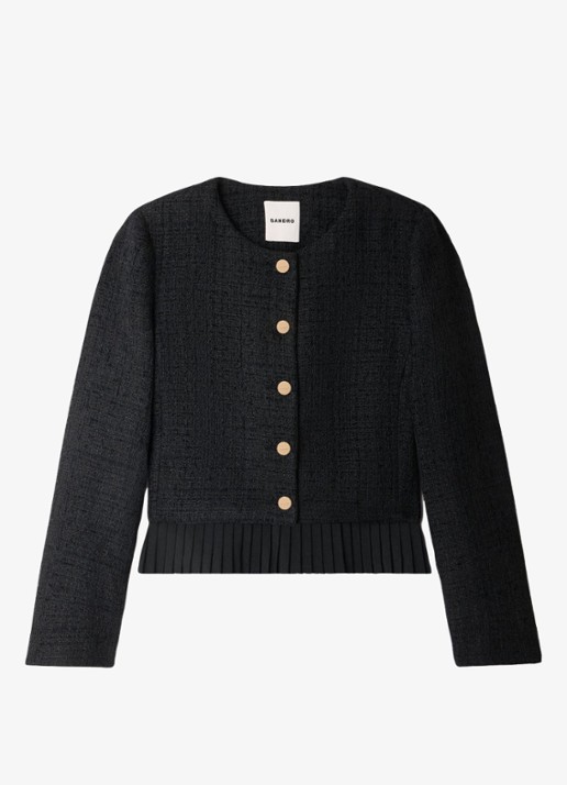 Sandro Blazer met tweed-look - voorkant zwart