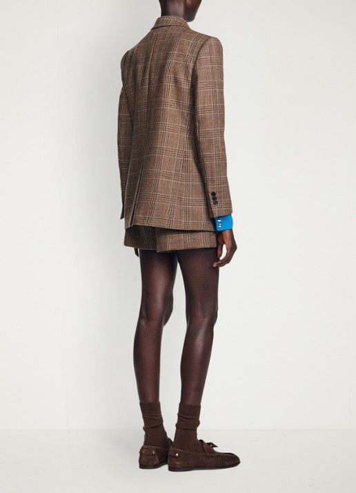 Sandro Blazer van wol met ruitdessin - achterkant 3 beige