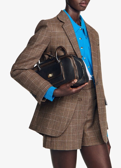 Sandro Blazer van wol met ruitdessin - detail 5 beige