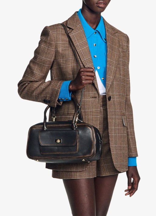Sandro Blazer van wol met ruitdessin - detail 6 beige