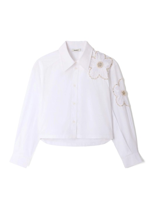 Sandro Blouse met bloemborduring - voorkant 6 wit