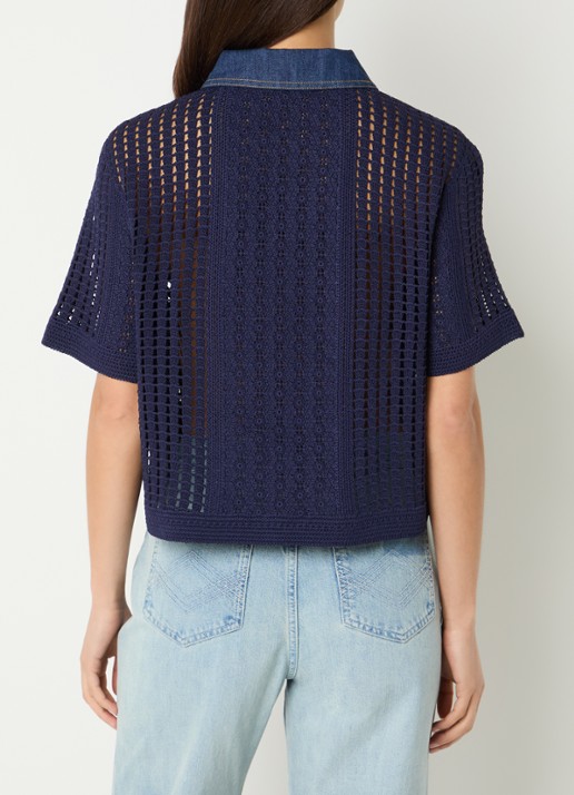 Sandro Blouse met opengewerkt dessin - achterkant 3 donkerblauw