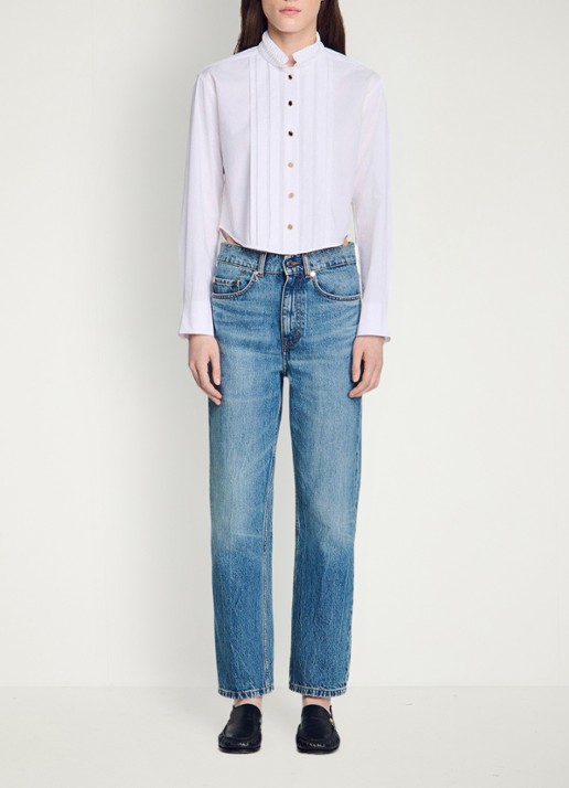 Sandro Blouse met plooidetail en opstaande kraag - detail 3 wit