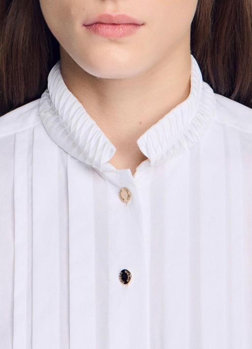 Sandro Blouse met plooidetail en opstaande kraag - detail 4 wit