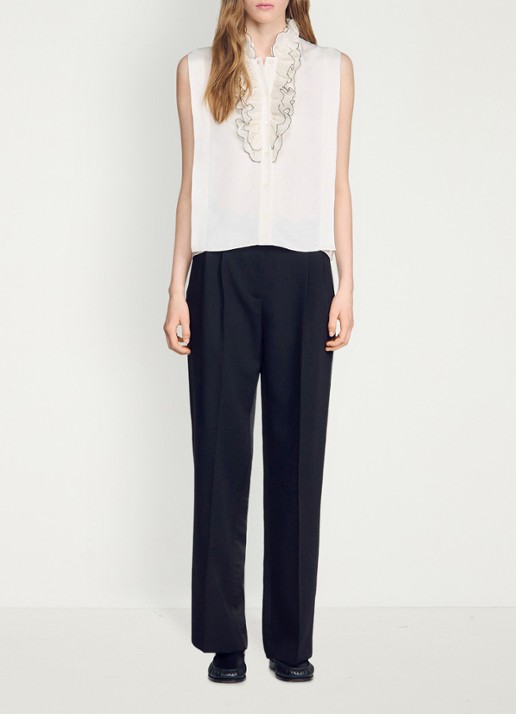 Sandro Blouse met ruches - detail 6 beige