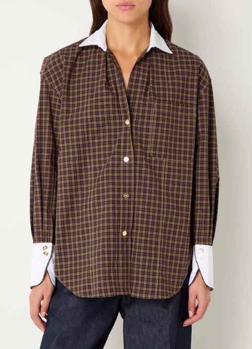 Sandro Blouse met ruitdessin en borstzak