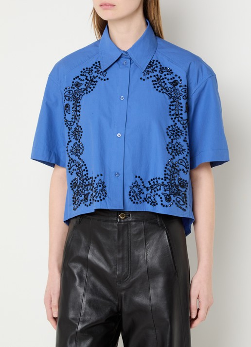 Sandro Blouse met strass - detail 3 royalblauw
