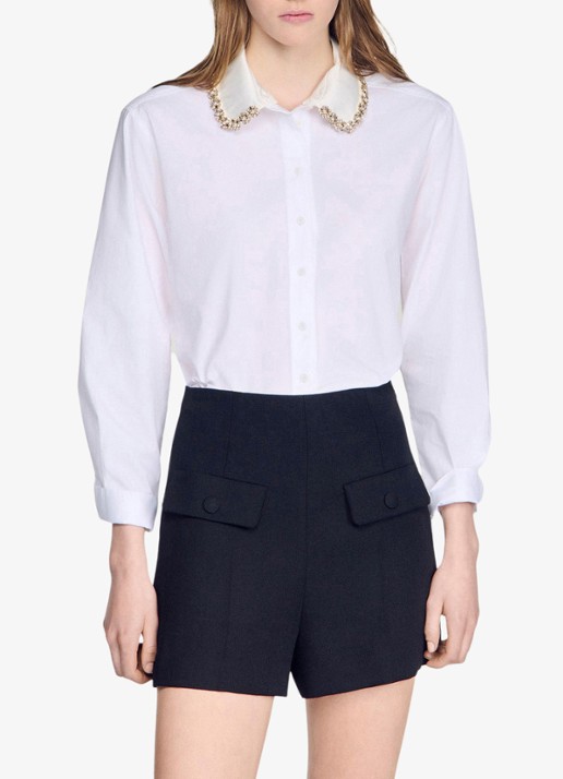 Sandro Blouse met strass - detail 3 wit