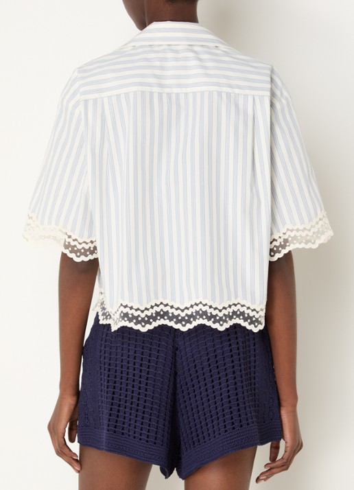 Sandro Blouse met streepprint en details van kant - achterkant gebroken wit